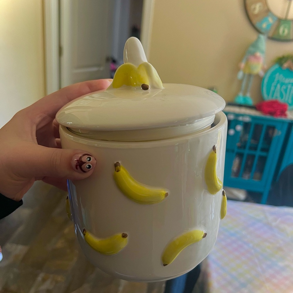 Banana-Themed Ceramic Cookie Jar
